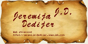 Jeremija Dedijer vizit kartica